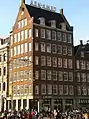Former Incasso Bank building known as De Bisschop, designed by Jan Gratama and built in 1934 at the corner of Dam Square and Damrak in Amsterdam