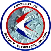 Logo of Apollo 15, with wings over the lunar surface
