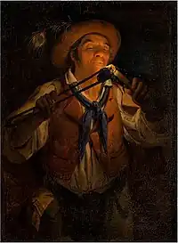 39. Angelo Inganni, Contadino che accende la candela con un tizzone ardente, 1850