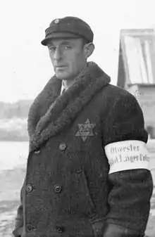 A kapo leader at Salaspils concentration camp with a Lagerpolizei (camp police) armband