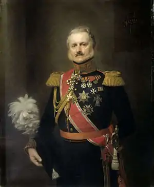 Image 8Antonie Frederik Jan Floris Jacob van OmphalPainting: Herman Antonie de BloemeAntonie Frederik Jan Floris Jacob van Omphal (1788–1863) was a Dutch lieutenant general and extraordinary aide-de-camp to William III of the Netherlands. He fought in Napoleon's Imperial Guard in the Battle of Leipzig and the invasion of Russia, then under the United Kingdom of the Netherlands in the Battle of Waterloo. He was awarded a knighthood in the Military Order of William, among other honors.More selected pictures