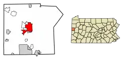 Location of the easternmost of the Kuskuskies Towns in Lawrence County, Pennsylvania