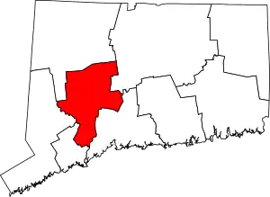 Map of Connecticut highlighting Naugatuck Valley Planning Region