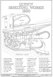 Quincy Smelting Works plan created by the HAER, National Park Service, Department of the Interior.