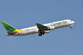 A Camair-Co Boeing 767 at Charles de Gaulle Airport.