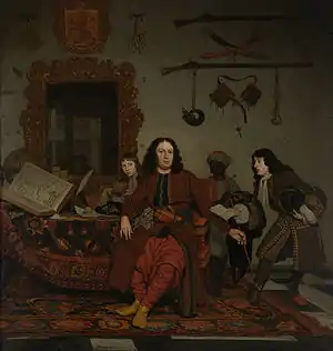 Thomas Hees, resident and commissioner of the States General at the governments in Algiers, Tunis and Tripolis, with his nephews Jan and Andries Hees and a Servant, 1687